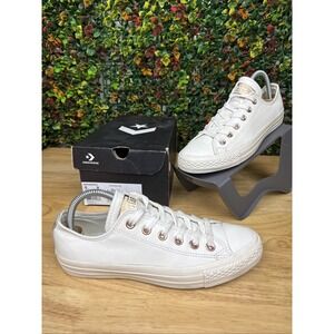 Converse‎ CTAS Low Top Leather Sneaker Shoes White Cream Rose Gold Women's 8 GUC